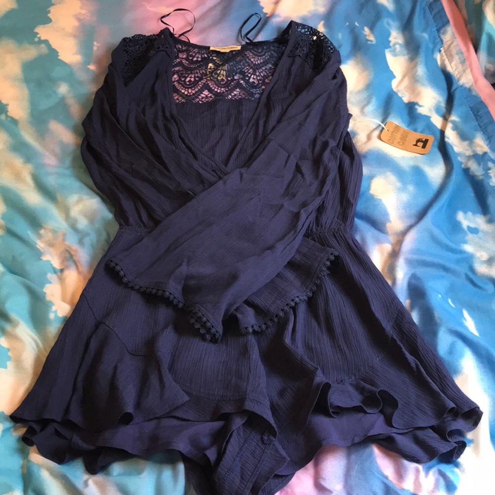 Dark blue long sleeve romper